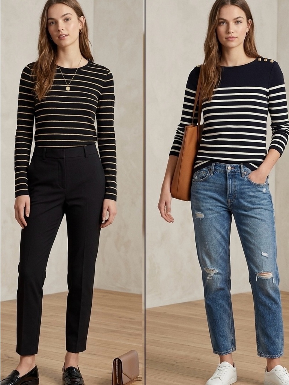 Lauren Ralph Lauren Striped Tops BUNDLE NWT Metallic Gold & Button Shoulder S